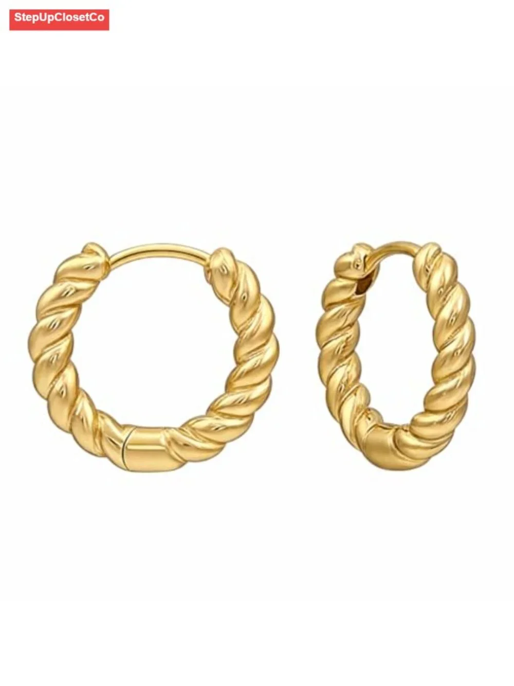 Small Twisted Hoop Earrings 14K Gold Plated Sterling Silver
